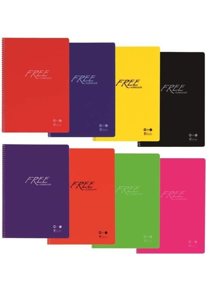 Color A4 80 Yp. Çizgili Pp Kapak Spiralli Free Defter