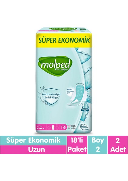 Molped Süper Ekonomik Antibakteriyel Ped Uzun 18X2 36 fiyatları