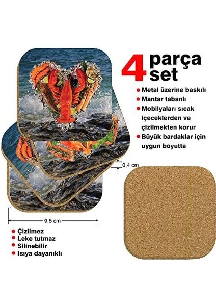 Gift Metal Mantar Tabanlı Plenty More Fish In The Sea Balıklı 4'lü Bardak Altlığı Seti fiyatları