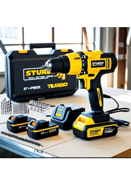 Turbo Xr Dual 5 Pilli -Li-On Çift Akülü Metal Şanzıman Ultra 27 Parça Usta Setli Akülü Vidalama Darbeli Şarzlı Matkap