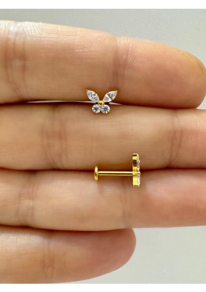 1 Adet G23 Titanium ( Titanyum) Tragus Helix Kıkırdak Conch Lobe Flat Uyumlu Piercing