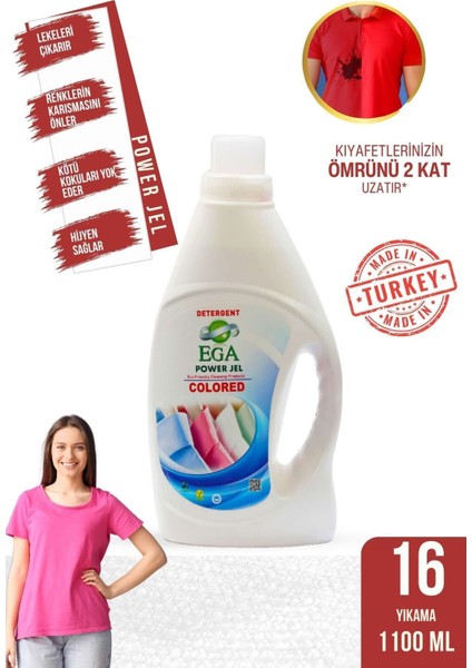 2'li Power Jel Beyaz ve Renkli Sıvı Yıkama Deterjanı 1100 ml 32 Yıkama x2