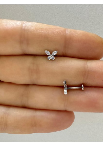 1 Adet G23 Titanium ( Titanyum) Tragus Helix Kıkırdak Conch Lobe Flat Uyumlu Piercing