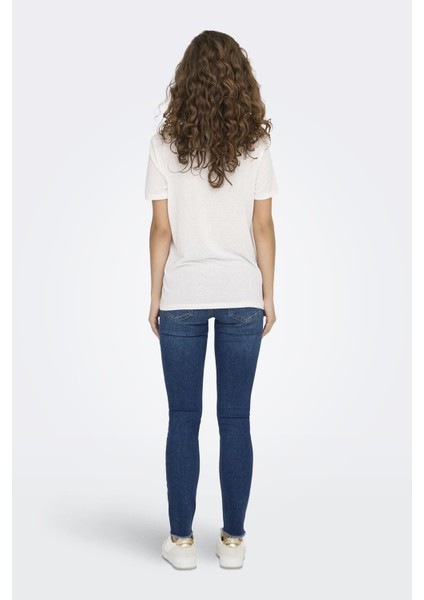 Onlnew Belle S/s Love V-Neck Top Box Jrs Taş