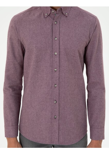 Erkek Mor Slim Fit Uzun Kollu Gömlek 50293756-VR038