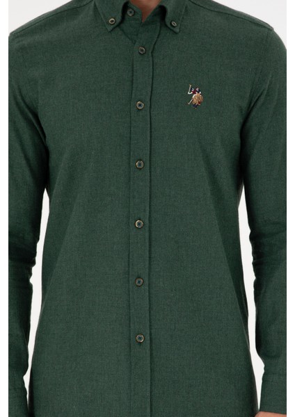 Erkek Koyu Yeşil Gömlek Basic 50293980-VR079