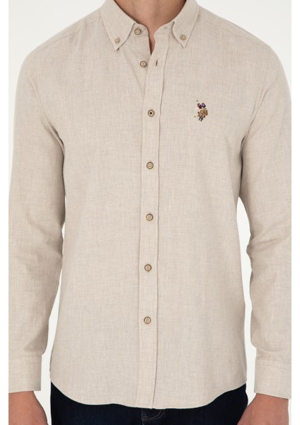 Erkek Bej Gömlek Basic 50293980-VR011