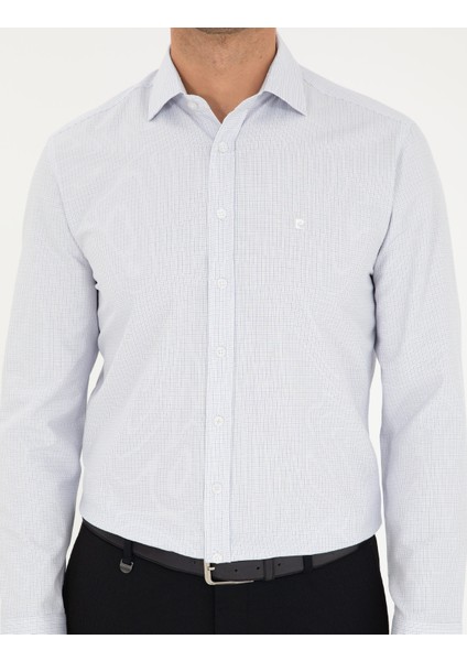 Erkek Lacivert Slim Fit Uzun Kollu Gömlek 50294168-VR033