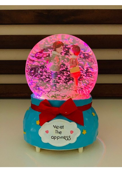 Gül Veren Aşık Romantik Kar Küresi Püskürtmeli-Işıklı-Müzikli Büyük Boy Meet The Happines fiyatları