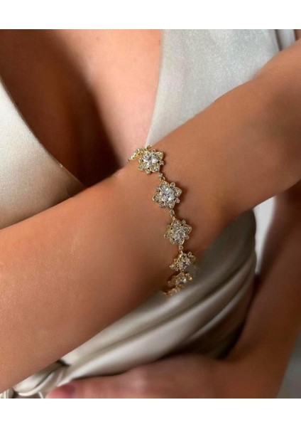 14 K Altın Rengi Vip Seri Zirkon Taşlı Bileklik