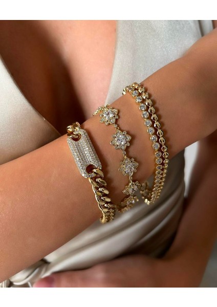 14 K Altın Rengi Vip Seri Zirkon Taşlı Bileklik