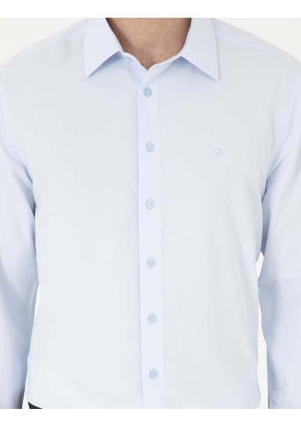 Erkek Açık Mavi Regular Fit Armürlü Uzun Kollu Gömlek 50294729-VR003