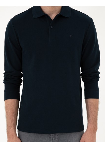 Erkek Lacivert Slim Fit Basic Sweatshirt 50294438-VR033