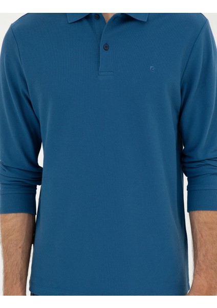 Erkek Açık Lacivert Slim Fit Basic Sweatshirt 50294438-VR059