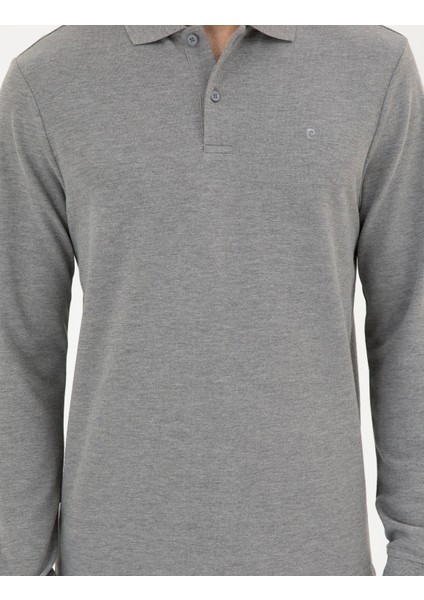 Erkek Gri Melanj Slim Fit Basic Sweatshirt 50294438-VR086