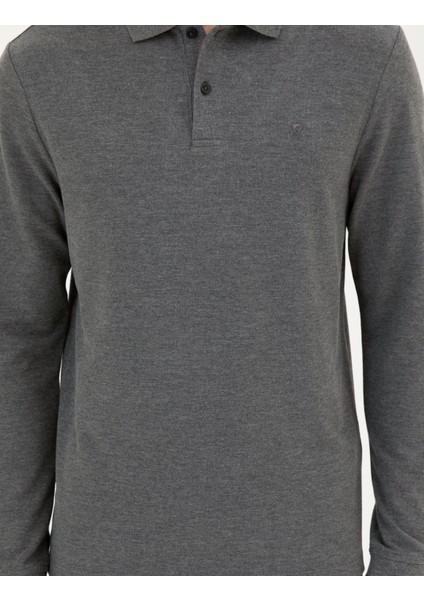 Erkek Antrasit Melanj Slim Fit Basic Sweatshirt 50294438-VR081