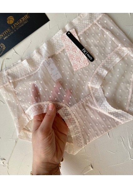 Lily Baby Puantiyeli Pamuk Ağlı Transparan Esnek Normal Bel Ithal Şık BATO/SLIP-2827