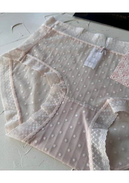 Lily Baby Puantiyeli Pamuk Ağlı Transparan Esnek Normal Bel Ithal Şık BATO/SLIP-2827