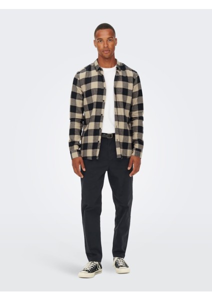 Onsgudmund Checked Shirt Noos Erkek Lacivert Uk Gömlek - 22007112 modelleri