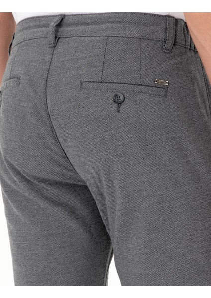 Erkek Gri Regular Fit Beli Yandan Lastikli Kanvas Pantolon 50295941-VR024