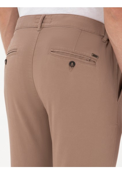 Erkek Vizon Slim Fit Beli Lastikli Bağcıklı Kanvas Pantolon 50295932-VR052