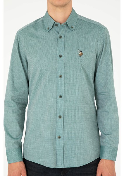 Erkek Koyu Yeşil Gömlek Basic 50295675-VR079