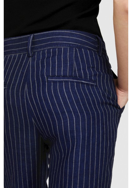 %100 Keten Paçaları Dikişsiz Düz Paça Çizgisiz Pantolon Kadın Haki Mix Pantolon - 324P4NTHLF055 modelleri
