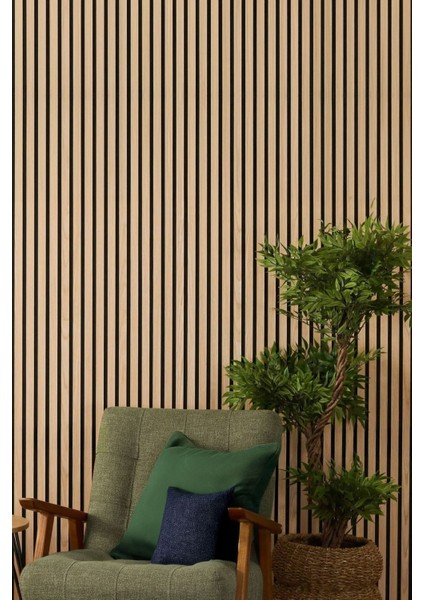 Star Slim Flex Akustik Duvar Paneli Ff Kaplama Teak Meşe 60X240 cm - Ses ve Isı Yalıtımı