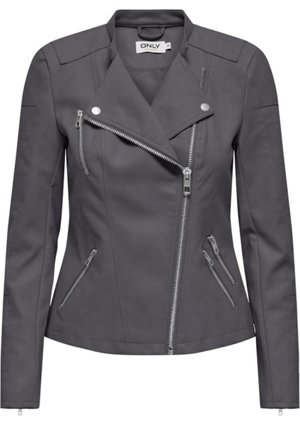 Onlava Faux Leather Bıker Otw Noos Antrasit