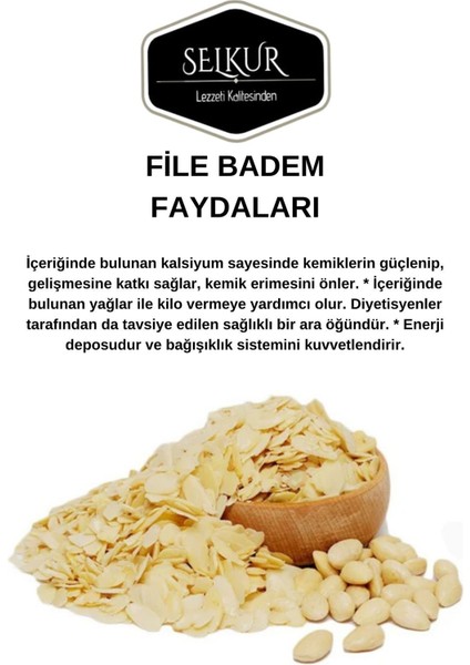 File Badem 200GR %100 Taze & Lezzetli Dilimlenmiş Badem