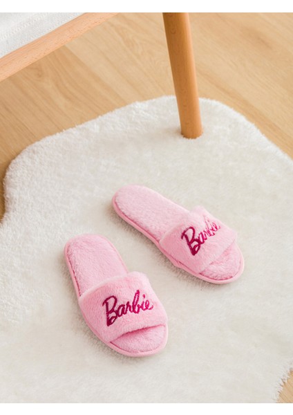 Barbie Ev Terliği Pembe Peluş Kaymaz Taban Peluş Çeyizlik ve Gündelik