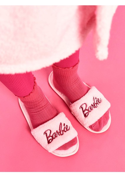 Barbie Ev Terliği Pembe Peluş Kaymaz Taban Peluş Çeyizlik ve Gündelik modelleri