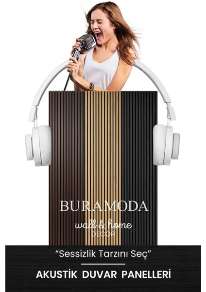 Mega Akustik Ahşap Duvar Paneli Ceviz 60X280 cm - 1.sınıf Mdf & Keçe | Ses ve Isı Yalıtımı