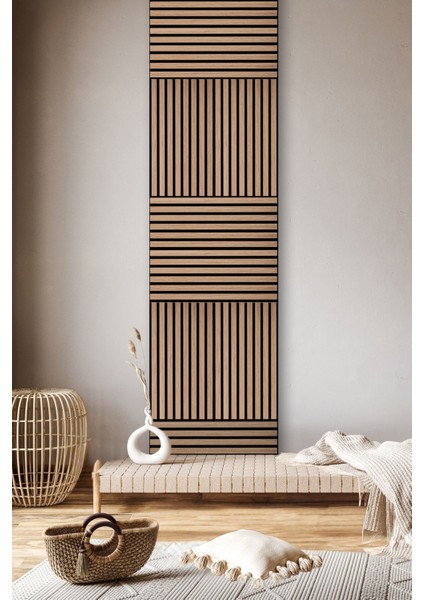 Pro Akustik Ahşap Duvar Paneli Teak 30X60 cm - Mdf & Keçe | Ses ve Isı Yalıtımı