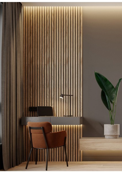 Pro Akustik Ahşap Duvar Paneli Teak 30X60 cm - Mdf & Keçe | Ses ve Isı Yalıtımı