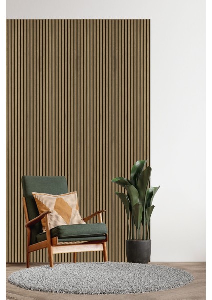 Mega Akustik Ahşap Duvar Paneli Yeni Teak 60X280 cm - 1.sınıf Mdf & Keçe | Ses ve Isı Yalıtımı