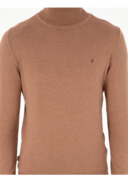 Erkek Camel Melanj Slim Fit Balıkçı Yaka Basic Triko Kazak 50296602-VR122