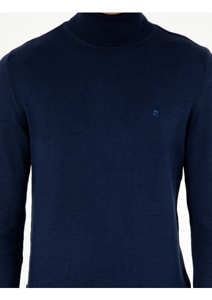 Erkek Açık Lacivert Slim Fit Balıkçı Yaka Basic Triko Kazak 50296602-VR059