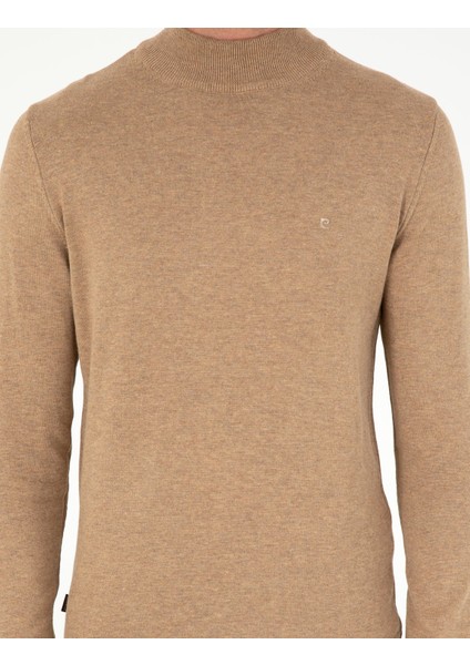 Erkek Camel Melanj Slim Fit Yarım Balıkçı Yaka Basic Triko Kazak 50296548-VR122