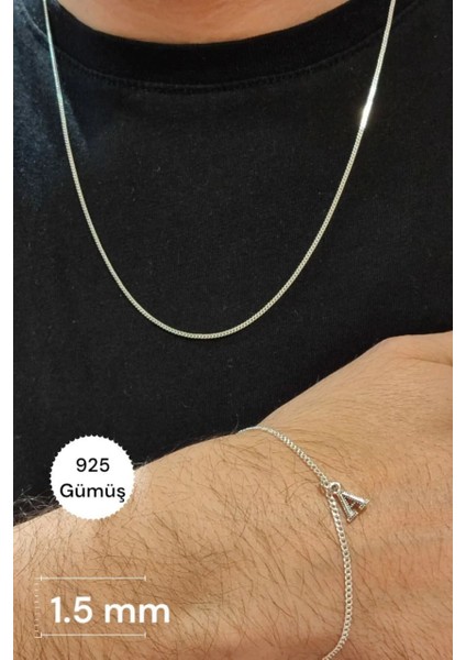 925 Ayar Gümüş Harfli Bileklik Gurmet Kolye Set