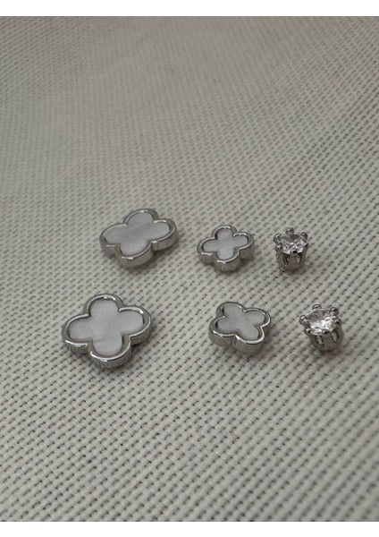 Vk Modeli 3 Boy Set Küpe Gümüş Renk