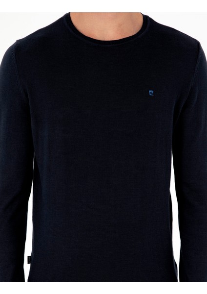 Erkek Lacivert Slim Fit Bisiklet Yaka Basic Triko Kazak 50296621-VR033