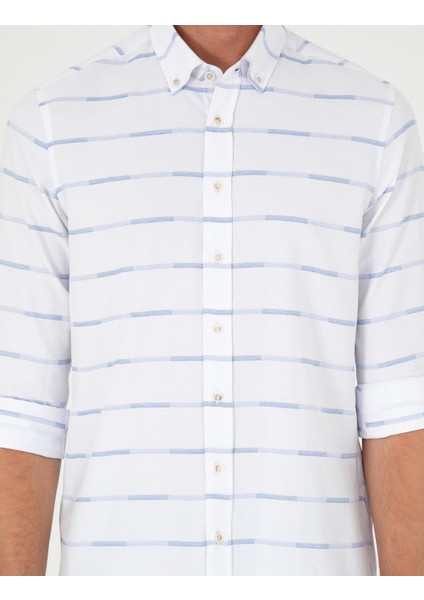 Erkek Mavi Slim Fit Uzun Kollu Gömlek 50296902-VR036
