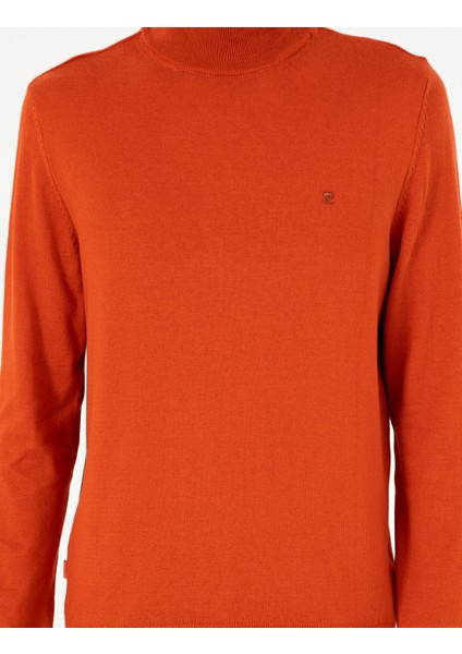 Erkek Turuncu Slim Fit Yarım Balıkçı Yaka Basic Triko Kazak 50296614-VR051