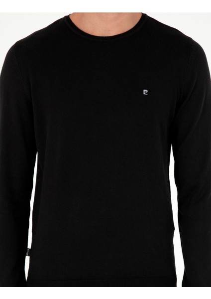Erkek Siyah Slim Fit Bisiklet Yaka Basic Triko Kazak 50296621-VR046