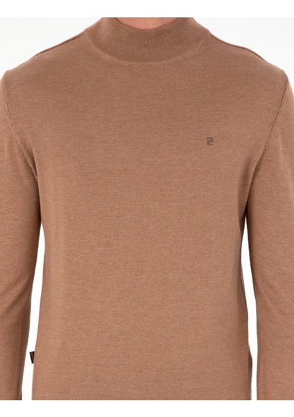 Erkek Camel Melanj Slim Fit Yarım Balıkçı Yaka Basic Triko Kazak 50296614-VR122