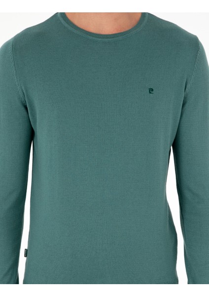 Erkek Yeşil Slim Fit Bisiklet Yaka Basic Triko Kazak 50296621-VR054