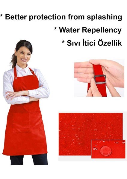 Ayar Askılı Duck Kumaştan Şef Önlüğü Garson Kafe Aşçı Barista Unisex Cepli Mutfak Önlük