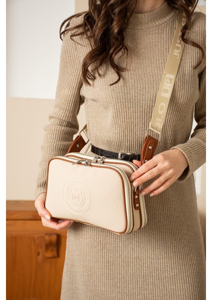 Kadın Krem-Taba Omuz ve Çapraz Askılı ÇANTASI-BD6000