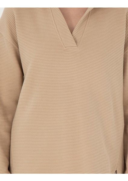 Kadın Bej Oversize Sweatshirt 50297858-VR011